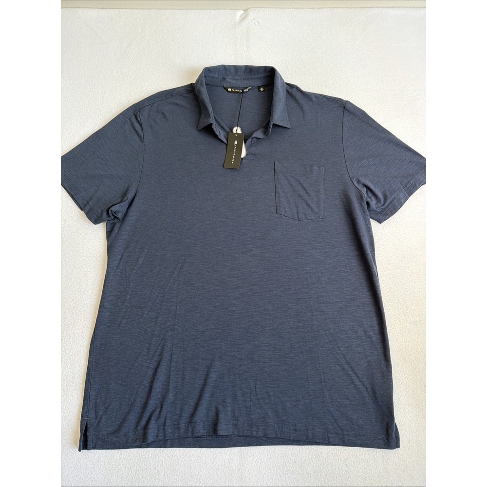 TravisMathew Cloud Polo Navy Blue Men's Solid Pocket Polo Shirt 2XL 1MAB191